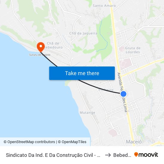 Sindicato Da Ind. E Da Construção Civil - Gruta De Lourdes to Bebedouro map