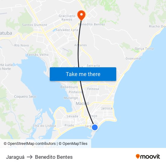 Jaraguá to Benedito Bentes map