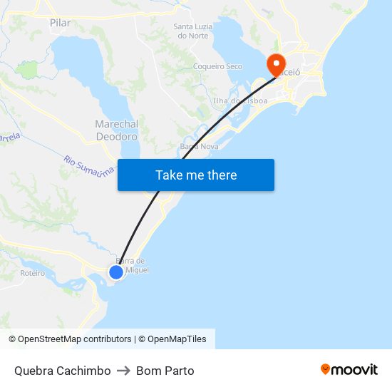 Quebra Cachimbo to Bom Parto map