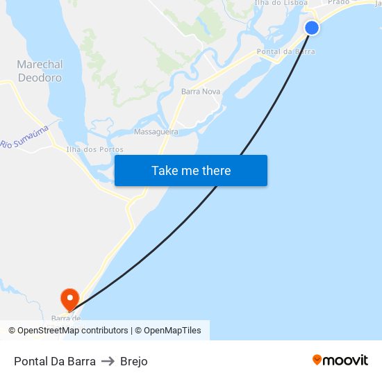 Pontal Da Barra to Brejo map