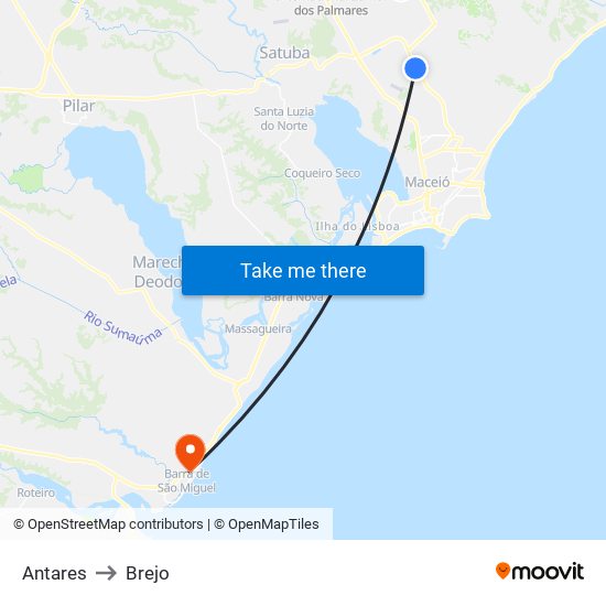 Antares to Brejo map