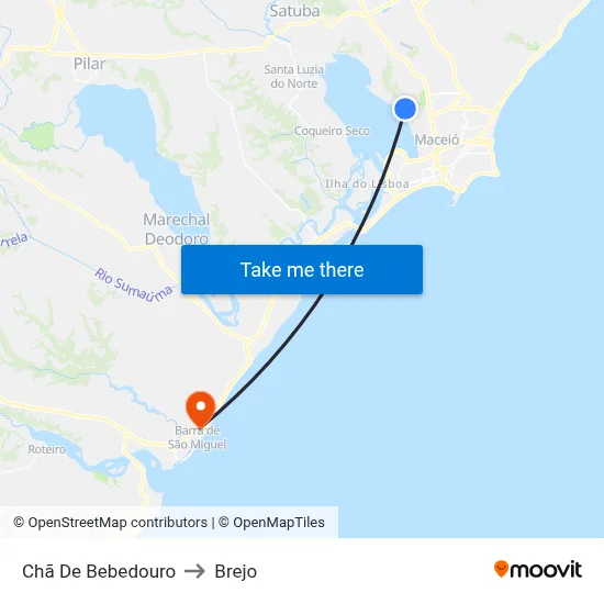 Chã De Bebedouro to Brejo map