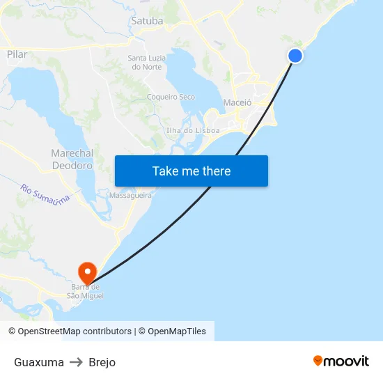 Guaxuma to Brejo map