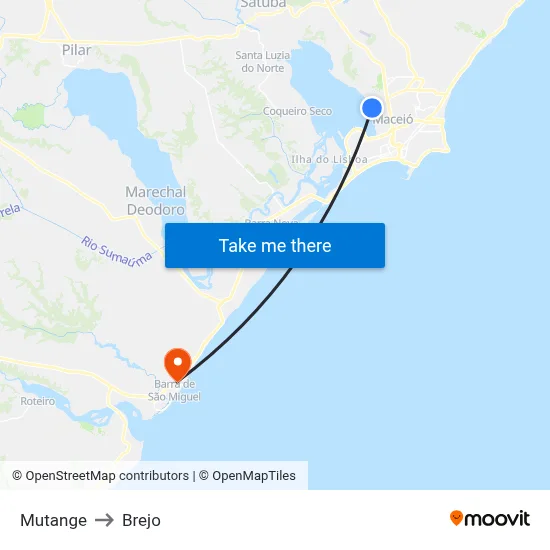Mutange to Brejo map