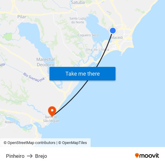 Pinheiro to Brejo map
