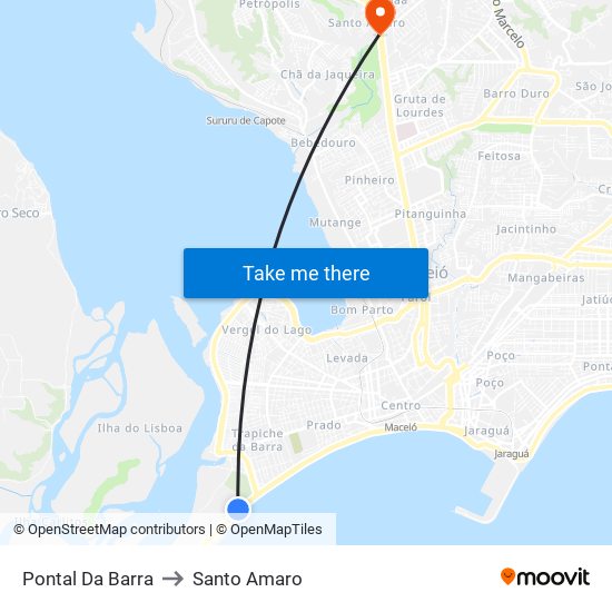 Pontal Da Barra to Santo Amaro map