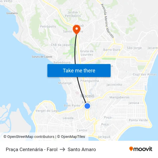 Praça Centenária - Farol to Santo Amaro map