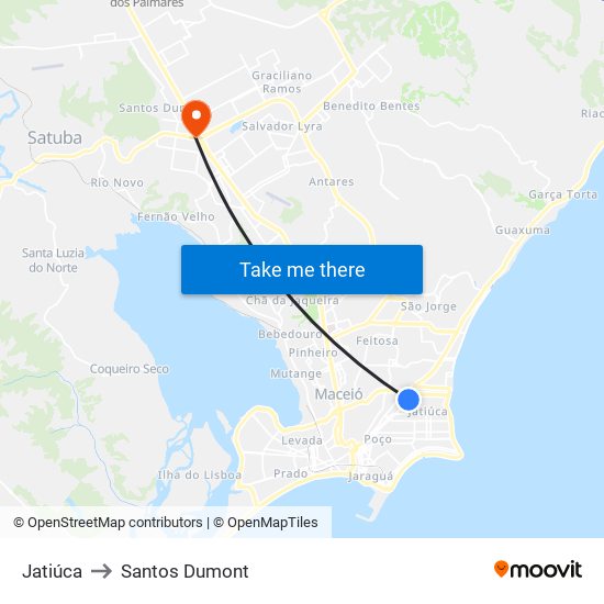 Jatiúca to Santos Dumont map