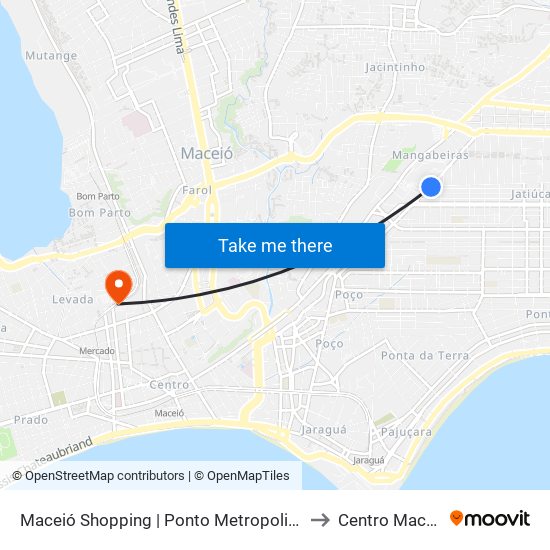 Maceió Shopping | Ponto Metropolitano to Centro Maceió map