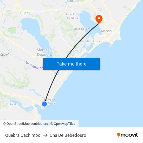 Quebra Cachimbo to Chã De Bebedouro map