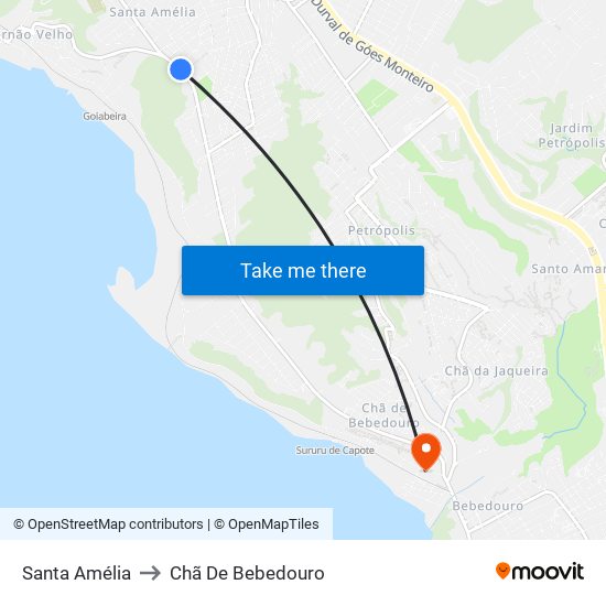 Santa Amélia to Chã De Bebedouro map