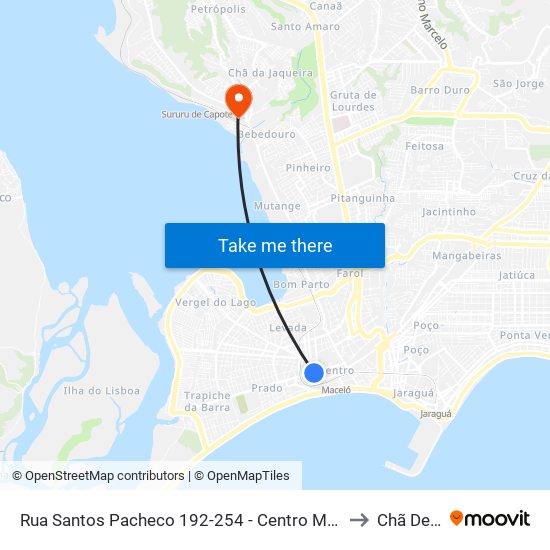 Rua Santos Pacheco 192-254 - Centro Maceió - Al 57020-290 República Federativa Do Brasil to Chã De Bebedouro map