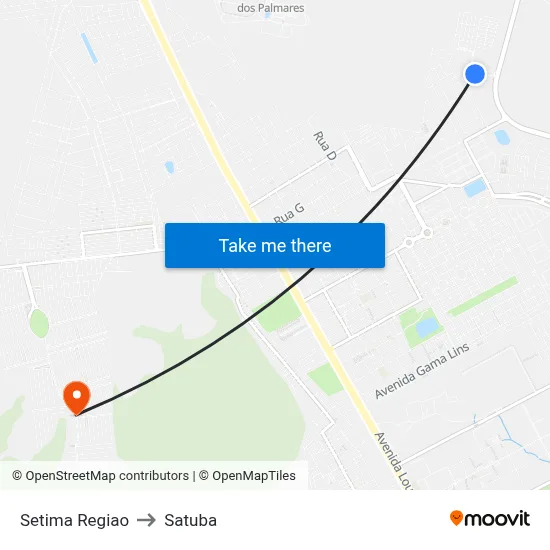 Setima Regiao to Satuba map