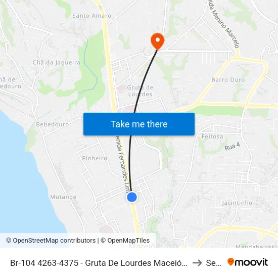 Br-104 4263-4375 - Gruta De Lourdes Maceió - Al República Federativa Do Brasil to Serraria map
