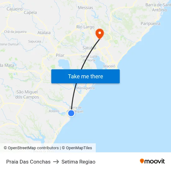 Praia Das Conchas to Setima Regiao map