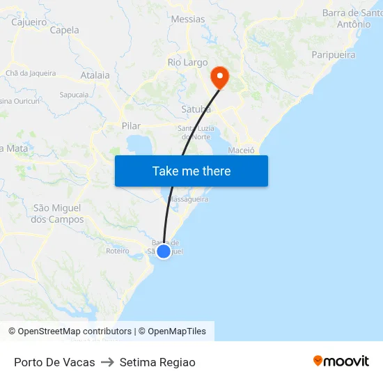Porto De Vacas to Setima Regiao map