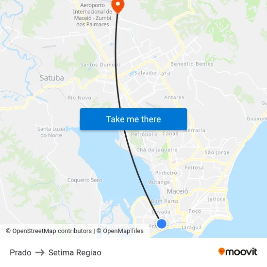 Prado to Setima Regiao map