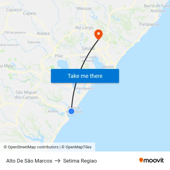 Alto De São Marcos to Setima Regiao map