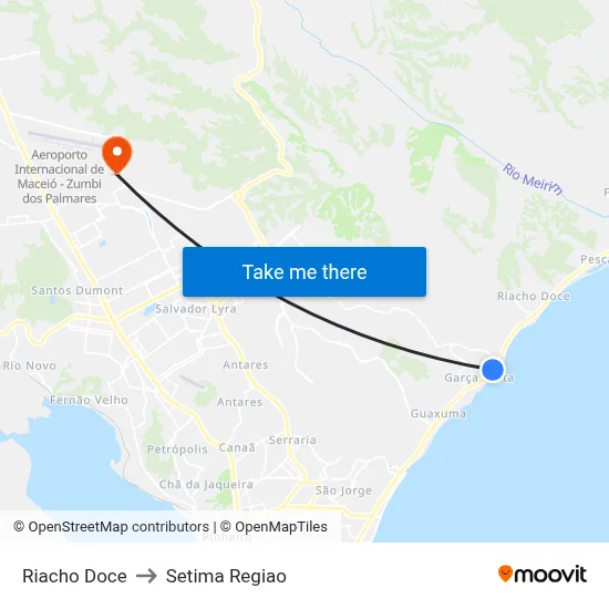 Riacho Doce to Setima Regiao map