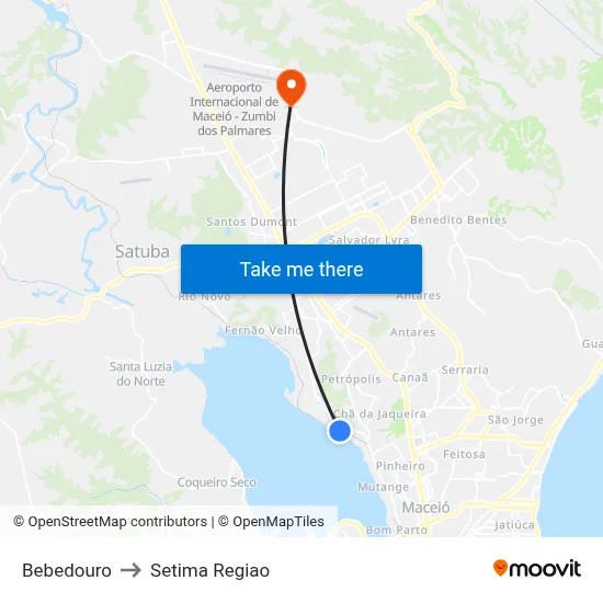 Bebedouro to Setima Regiao map