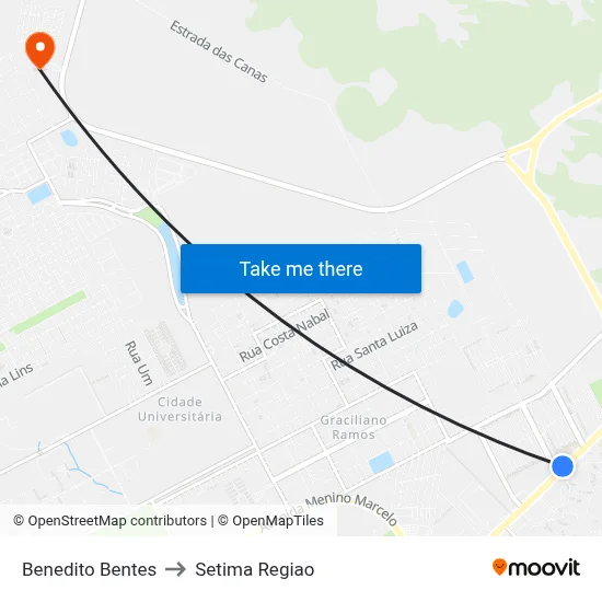 Benedito Bentes to Setima Regiao map