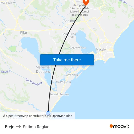 Brejo to Setima Regiao map
