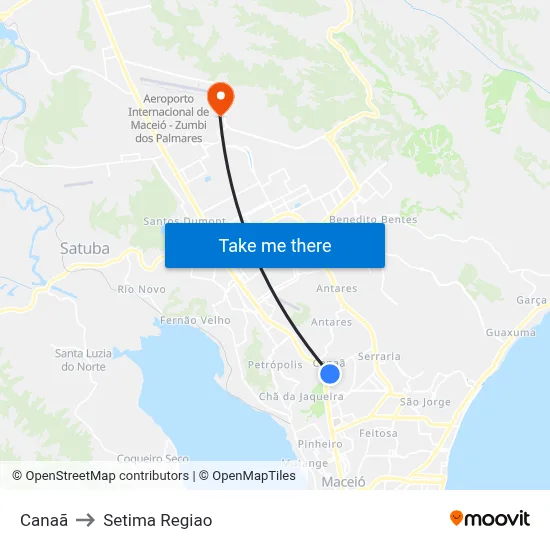Canaã to Setima Regiao map