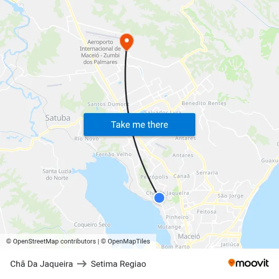 Chã Da Jaqueira to Setima Regiao map