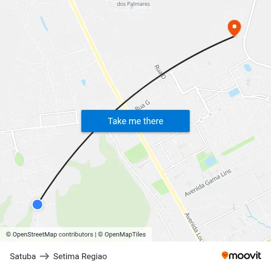 Satuba to Setima Regiao map