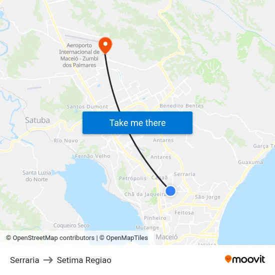 Serraria to Setima Regiao map
