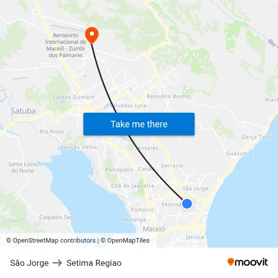 São Jorge to Setima Regiao map