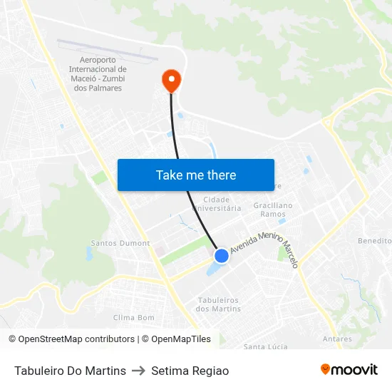 Tabuleiro Do Martins to Setima Regiao map