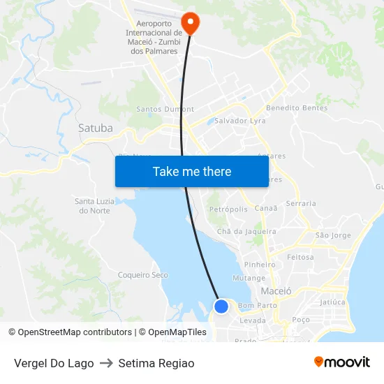 Vergel Do Lago to Setima Regiao map
