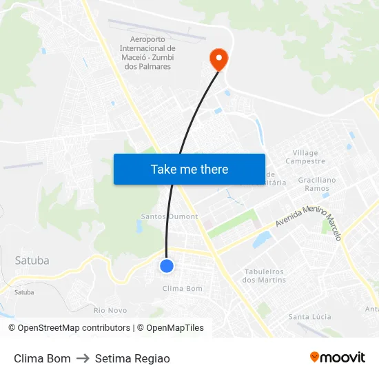 Clima Bom to Setima Regiao map