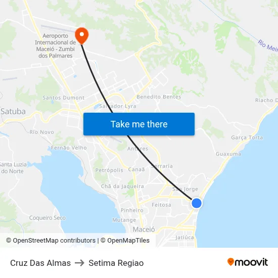 Cruz Das Almas to Setima Regiao map