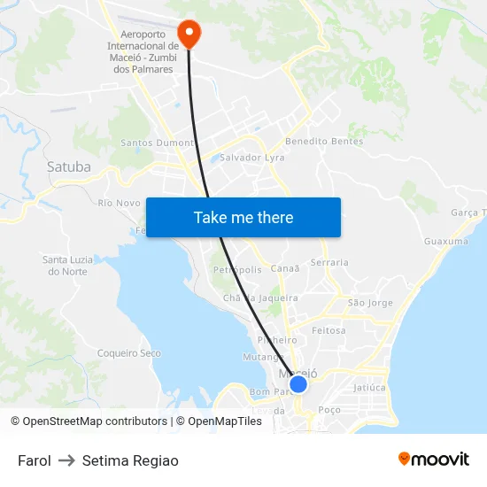 Farol to Setima Regiao map