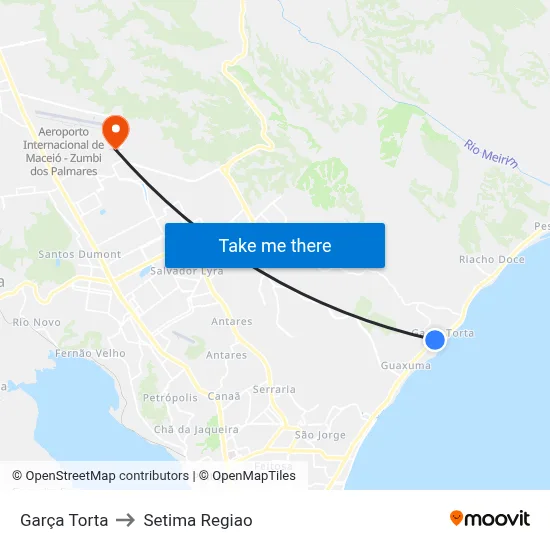 Garça Torta to Setima Regiao map