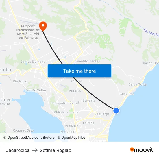 Jacarecica to Setima Regiao map