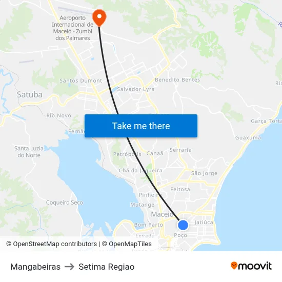 Mangabeiras to Setima Regiao map