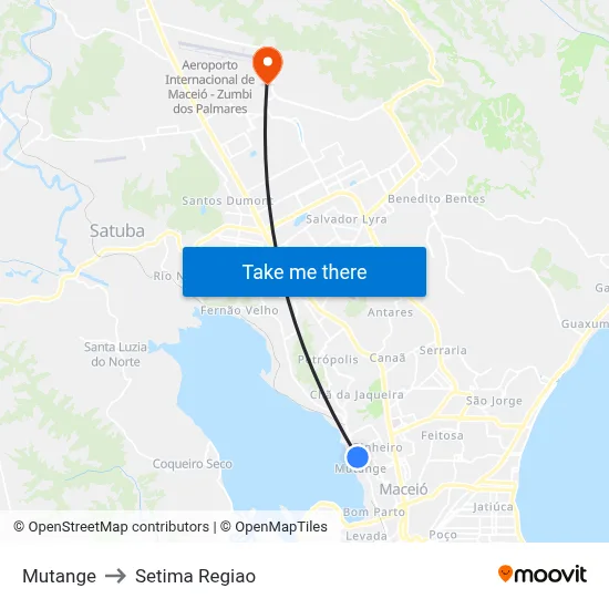Mutange to Setima Regiao map