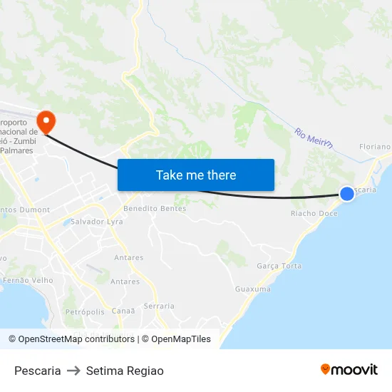 Pescaria to Setima Regiao map