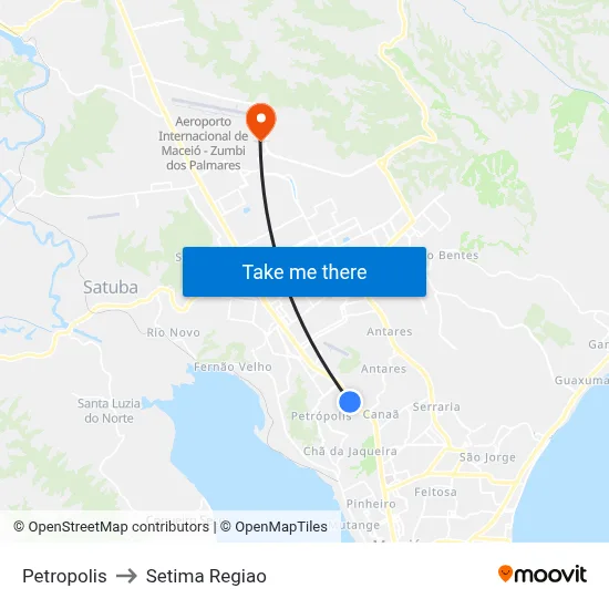 Petropolis to Setima Regiao map