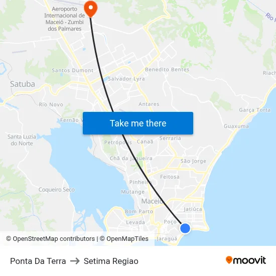 Ponta Da Terra to Setima Regiao map