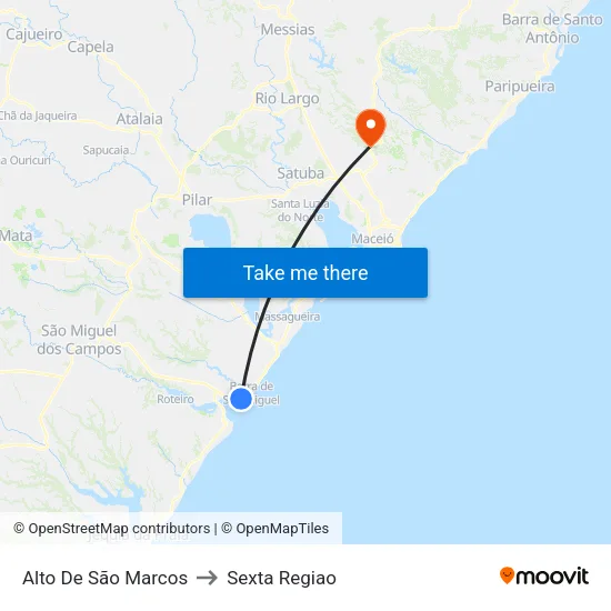 Alto De São Marcos to Sexta Regiao map