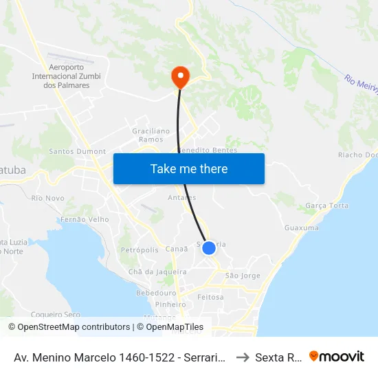 Av. Menino Marcelo 1460-1522 - Serraria Maceió - Al Brazil to Sexta Regiao map