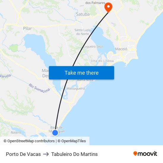 Porto De Vacas to Tabuleiro Do Martins map