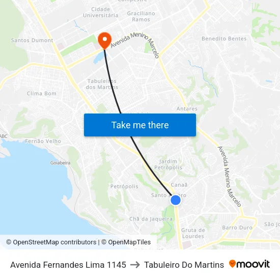 Avenida Fernandes Lima 1145 to Tabuleiro Do Martins map