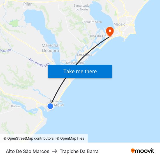 Alto De São Marcos to Trapiche Da Barra map