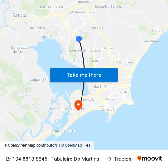 Br-104 8813-8845 - Tabuleiro Do Martins Maceió - Al República Federativa Do Brasil to Trapiche Da Barra map