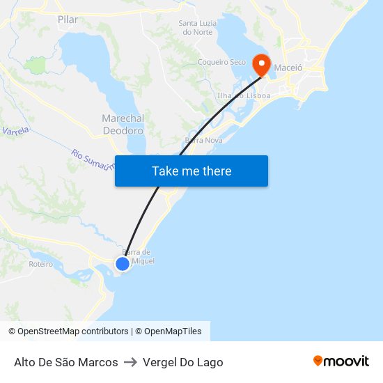 Alto De São Marcos to Vergel Do Lago map